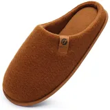 ONCAI Hausschuhe Herren Rückstellschaum,Warme Filz Flauschig Plüsch Pantoffeln für Manner mit Rutschfeste Gummisohle Khaki EU 47 - 47 EU