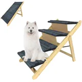 XMTECH 2-in-1 Hundetreppe & Hunderampe aus Kiefernholz – faltbar, rutschfest, Outdoor Dog Stairs, umkehrbar als Rampe, bis 80 kg, kompakt 100×46×9 cm, tragbar