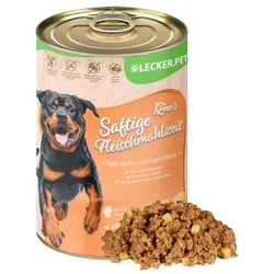 24 x 400 g Lecker.Pet® Gino's Saftige Fleischmahlzeit mit Huhn & Kartoffeln Hundefutter Nassfutter