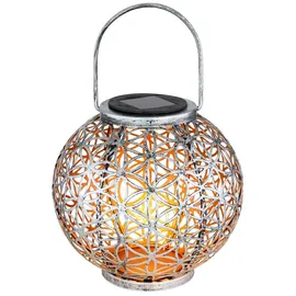 GLOBO Solarleuchte Metall silberfarben 1x LED spritzwassergeschützt