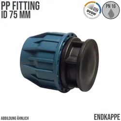 75 mm PE PP Fitting Klemm Verbinder Kappe Endkappe Endstück Muffe Verbinder  DVG...