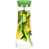 Relaxdays Glaskaraffe zylindrisch, 1 Liter, Gastro, Edelstahl Ausgießer, feines Kristallglas, spülmaschinenfest, klar,