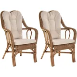 Set/2 Rattan Wintergartensessel Harrison Sessel hohe Rückenlehne (Vintage Braun)
