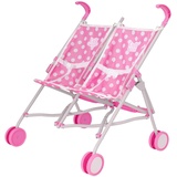 Dolly Tots Zwillings Puppenwagen | Doppel Puppenbuggy für Kinder in Pink | Zwillingspuppenwagen | Spielzeug-Buggy mit Klappfunktion | Puppen Buggy für Rollenspiele | Puppenwagen ab 3 Jahre