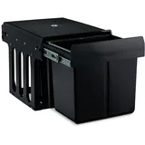 Relaxdays Einbaumülleimer 3-fach, ausziehbar, Küchenmülleimer für Unterschrank, 15l & 2x 8l, 35,1x34,3x48 cm, schwarz