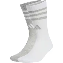 adidas Cushioned Sportswear 3-Streifen Glam Crew 2er Pack White / Mgh Solid Grey 40-42
