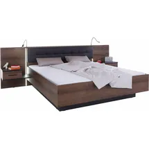 Forte Bettanlage "Bellevue", grau (schlammeichefarben, kunstleder anthrazit), B/H: 180cm x 200cm, Schlafzimmermöbel-Sets, Bettgestell, inkl. Lichtleiste im Kopfteil