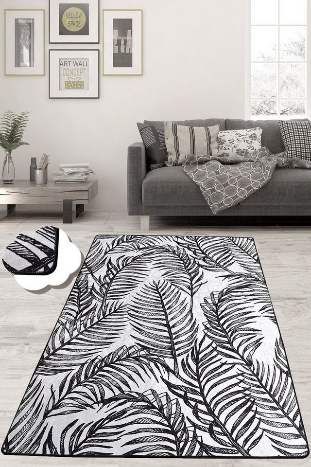 Teppich Schwarz, 200 x 290 cm, 50% Samtgewebe / 50% Polyester, Conceptum Hypnose schwarz