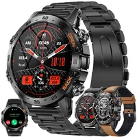 Smartwatch Herren mit Telefonfunktion, 1.39" HD Sportuhr mit Bluetooth Anrufe Fitnessuhr mit Herzfrequenzmonitor Schlafmonitor Schrittzähler, IP68 Wasserdicht Smart Watch für iOS Android (Schwarz)