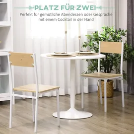 Homcom Esstisch, Runder Küchentisch, Moderner Esszimmertisch für 2 Personen, Bartisch Säulentisch mit Stahlbein, Rutschfester Fußauflage, Kaffeetisch für Wohnzimmer, Ø70 x 75 cm, Esszimmer, Tische, Esstische