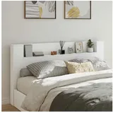 vidaXL Kopfteil mit Regal Weiß 200 x 16,5 x 103,5 cm Holzwerkstoff