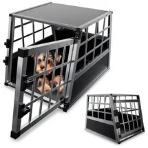 Juskys Alu Hundetransportbox M 69 x 54 x 50 cm Grau/ Silber