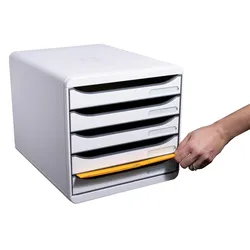 Exacompta 309740D 1x Ablagebox mit 5 Schubladen für DIN A4+ Dokumente Big Box Plus Office Lichtgrau