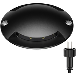 ledscom.de LED Bodenleuchte, Wegmarkierung BUNDA für außen, IP67, 2-flammig, schwarz, rund, 70mm Ø, warmweiß