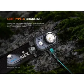 Fenix HL45R - Dimmbare, aufladbare LED-Stirnlampe mit Fokussierung LED/USB IP66 - Schwarz