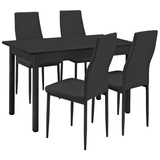 [en.casa]® Esstisch mit 4 Stühlen schwarz