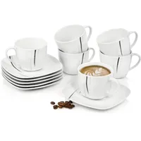 sänger Bilgola Kaffeeservice 12-tlg. weiß mit schwarzen Linien