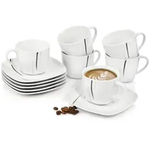 sänger Bilgola Kaffeeservice 12-tlg. weiß mit schwarzen Linien
