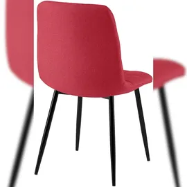 CLP 4er Set Esszimmerstühle Antibes Stoff rot