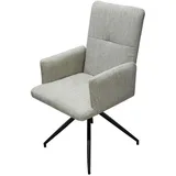 Gardenson Drehstuhl, Anthrazit, Hellgrau, Metall, Textil, eckig, X-Form, 56x94x62 cm, stapelbar, wetterbeständig, UV-beständig, Abstellfläche, inklusive Armlehnen, ergonomische Rückenlehne, gepolsterte geeignet für Balkon, Arbeitszimmer, Bürostühle, Drehstühle