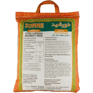 pamir food gmbh Sonne Darbari Extra Langkorn Reis 5 Kg