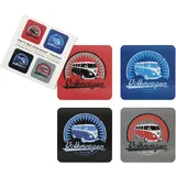 BRISA VW Collection - Volkswagen Getränke-Glas-Kork-Untersetzer mit MDF Beschichtung und T1 Bulli Bus Design (4ER Set/Vintage Logo/Bunt)