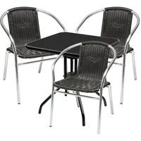 Mojawo Bistro Sitzgarnitur 4-tlg. Schwarz/Silber