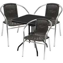 Mojawo Bistro Sitzgarnitur 4-tlg. Schwarz/Silber