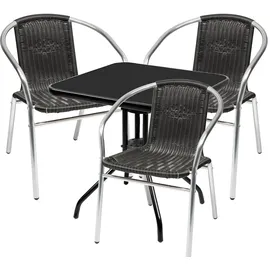 Mojawo Bistro Sitzgarnitur 4-tlg. Schwarz/Silber