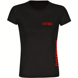 multifanshop Damen T-Shirt - Cottbus - Brust & Seite - Druck rot - Frauen