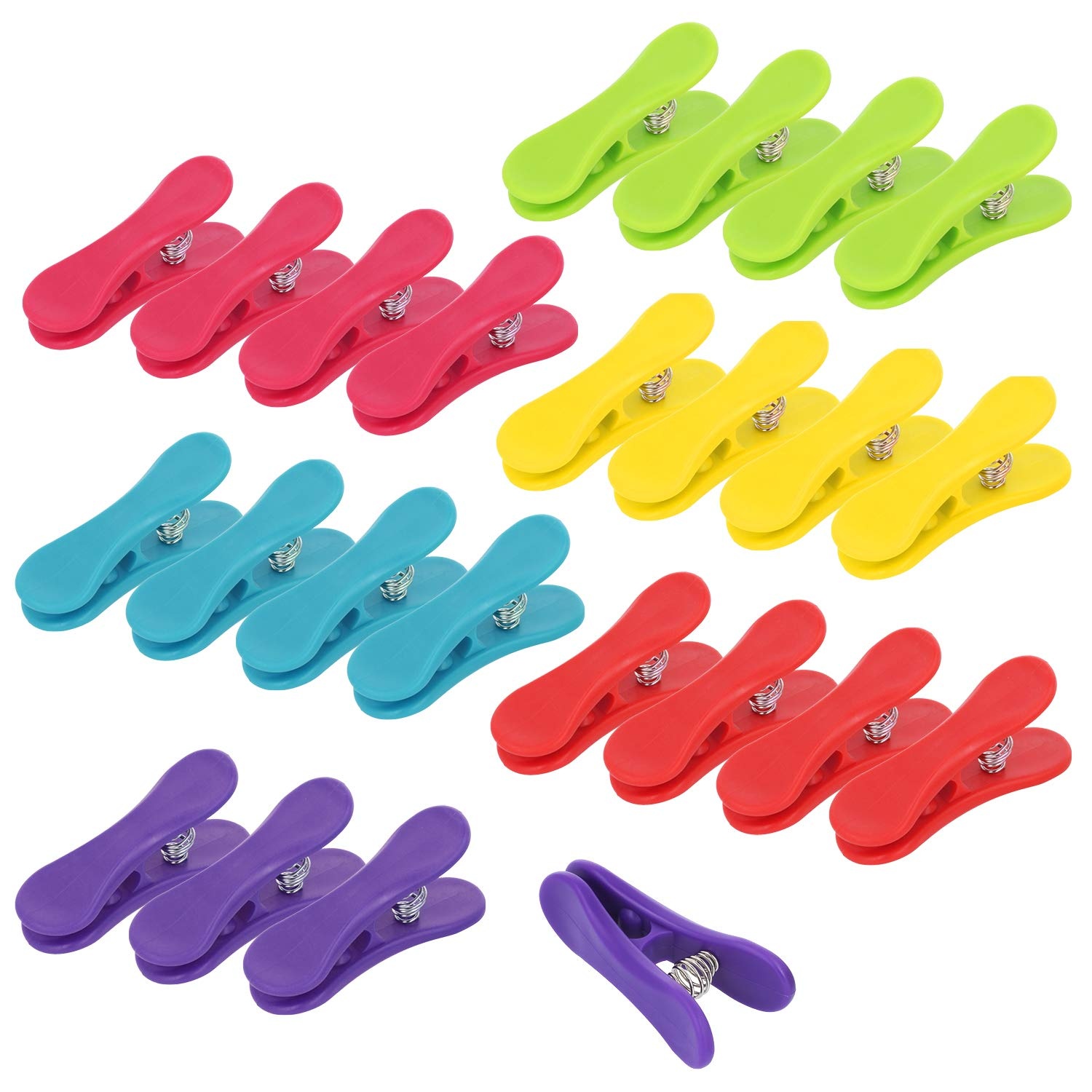 com-four® 24x Verschlussclips für Beutel - Verschlussklemmen aus Kunststoff - Tüten Clips zum Verschließen und Frischhalten (24 Stück - 6 Farben)