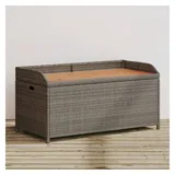 vidaXL Bank mit Stauraum Grau 100x50x52 cm Poly Rattan Akazienholz