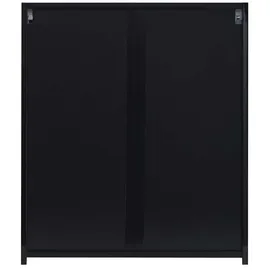 Mendler Spiegelschrank HWC-B19b, Badschrank Hängeschrank, 2 Regalböden hochglanz FSC®-zertifiziert 70x60x16cm ~ schwarz