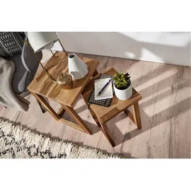 Wohnling Beistelltisch 2er-Set Braun Sheesham 0 x 0 cm