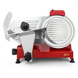 h.koenig Elektrischer Alleschneider MSX254, präzise Schneidemaschine, Schnittstärke einstellbar 0-12 mm, Klinge 25 cm, eingebauter Schärfer, 282 rpm, Rot