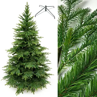 VIRPOL - Künstlicher Weihnachtsbaum - Kaukasische Fichte 220cm - Tannenbaum Künstlich - Weihnachtsdeko - Weihnachten Deko Baum - Christmas Tree - PE und PVC - Metallständer - Realistische Zweige