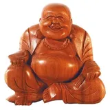 Saraswati Buddha lachend in entspannter Haltung braun 15 cm