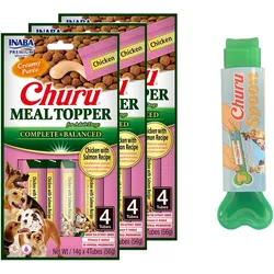 INABA Hundemahlzeit Topper Huhn mit Lachs Rezept 12x14g + Futterlöffel GRATIS!