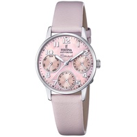 FESTINA Damenuhr F20540/6 Outlet Gehäuse aus Edelstahl 316L Grau Silber Kautschukarmband Rosa, silber, Band