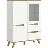 Home Affaire Highboard »Alesund«, 6 Fächer, konischer Fuß, Kommode, Anrichte, Schrank, weiß