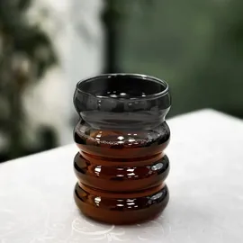 Mulex 2er Set Wave-Style Trinkgläser-Set in Schwarz Kaffeegläser Getränkebecher - 300 ml