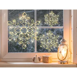 Outdoor Weihnachtsbeleuchtung LED silber Schneeflocken 3er Set LOHELA