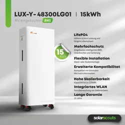 Felicity 15kWh Speicher | LUX-Y-48300LG01 | LiFePO4 Lithium Solarbatterie 51.2V 300Ah | Mit Feuerlöschgel | Versandkostenfrei Aktion