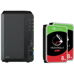 Synology DiskStation DS223 2 Einschübe NAS-Server Leergehäuse +16TB (2x8TB) Seagate Ironwolf SATA 3.5 HDDFestplatten"