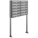 AL Briefkastensysteme 12er Premium Standbriefkasten Edelstahl Silber