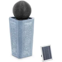 Hillvert, Brunnen + Gartenteich, Solar Gartenbrunnen Solarbrunnen Zierbrunnen Wasserspiel Kugel auf Säule LED