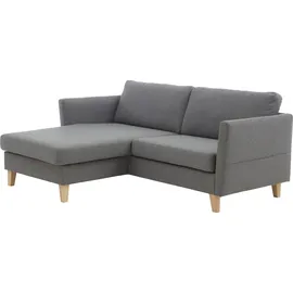 Atlantic Home Collection Ecksofa "Mailo L-Form", grau, B:204cm, ATLANTIC HOME COLLECTION, Sofas, Ecksofa, mit Seitentaschen, Recamiere beidseitig montierbar, Massivholzfüße