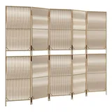 vidaXL Paravent 5-tlg. Beige Poly Rattan