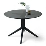 Stolkom LEANO Glastisch rund schwarz, Esszimmertisch BxH 110x76 cm (B/H/T)