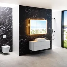 Neoro – DAS Design-Bad komplett mit Spiegelschrank, Badmöbelanlage, WC, Dusche inkl. Armaturen, Bad-des-Monats-Set3,